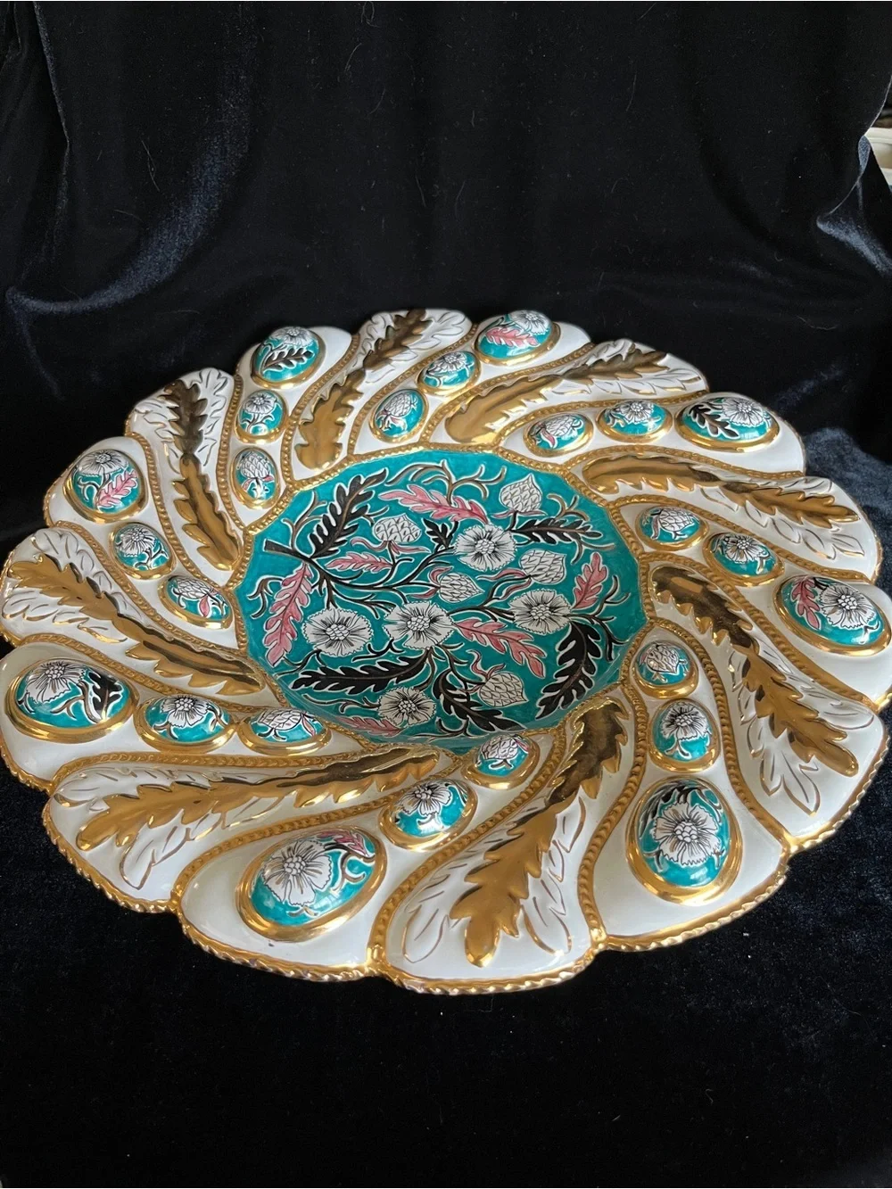 Ardalt Oro Nero Hand Painted Large Decorative Porcelain Center Piece Italy